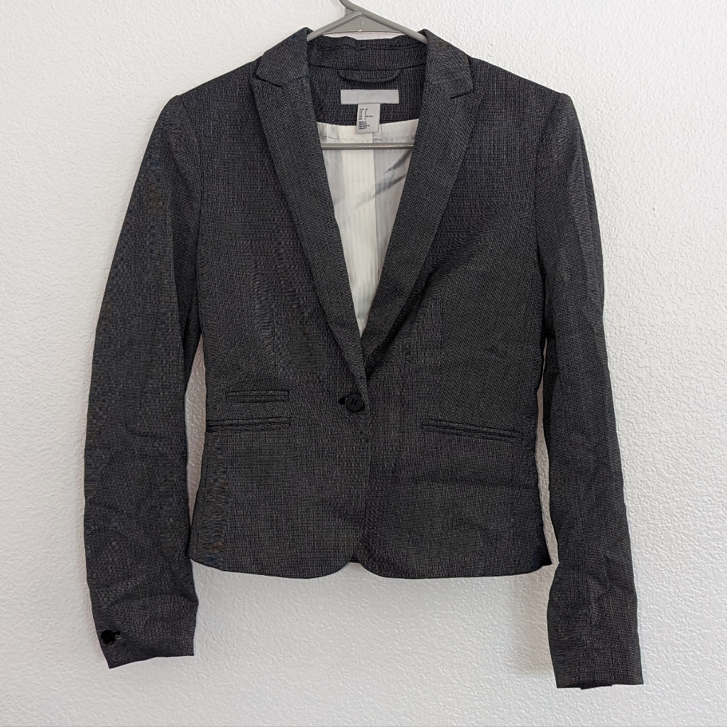 H&M One Button Blazer, Checked Pattern